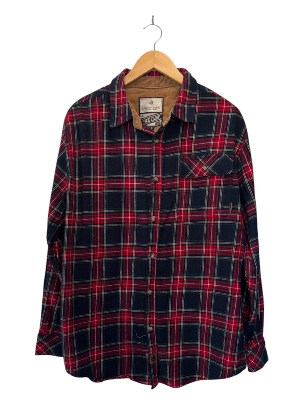 Legendary Whitetails Buck Camp Flannel Plaid Button Down Shirt Mens Large L